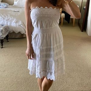 Rebecca Taylor white strapless eyelet dress size 2